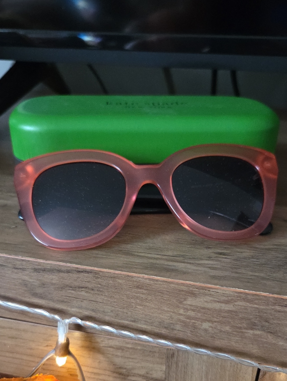 kate spade Translucent Pink Frame Sunglasses with Dark Lenses